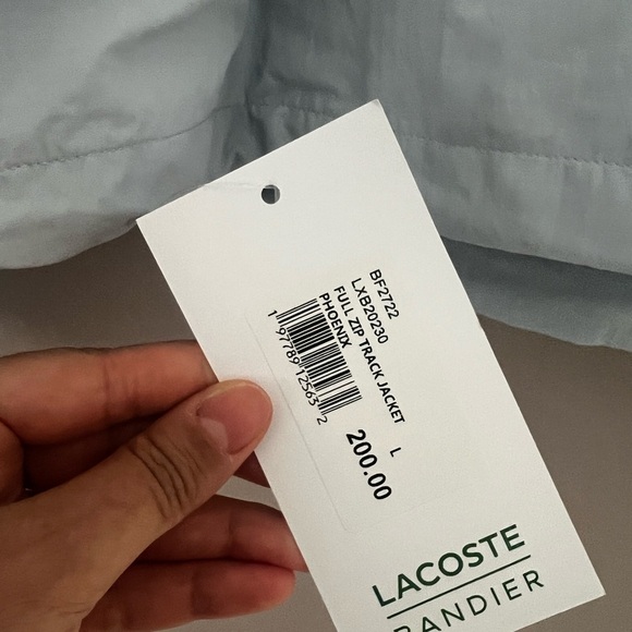 NWT LACOSTE x Bandier Full-Zip Windbreaker Jacket Phoenix Blue Sz L - Picture 7 of 7